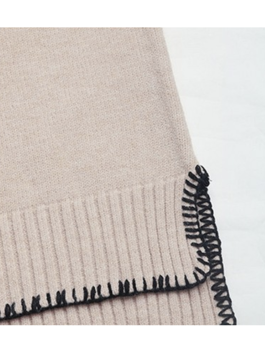 Neck Casual Long Sleeve Slit Knitted Sweater - by Ninexis®