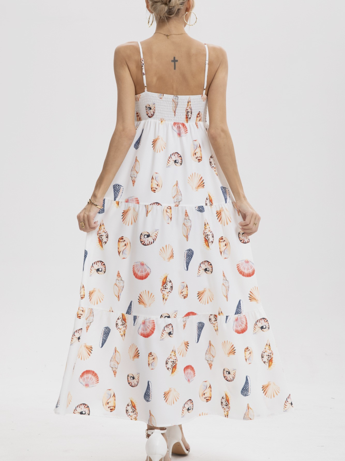 Ocean Beach Vibe Seashell Tiered Maxi Dress - by Rosa Clothing®