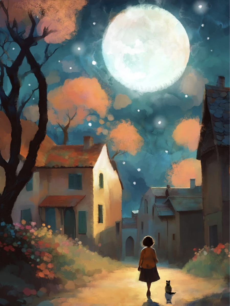 October Moon - Illustrated Print by Thomas Little