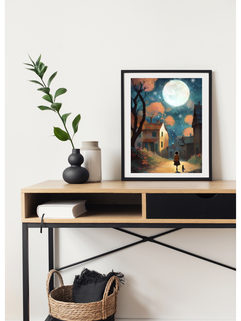 October Moon - Illustrated Print by Thomas Little