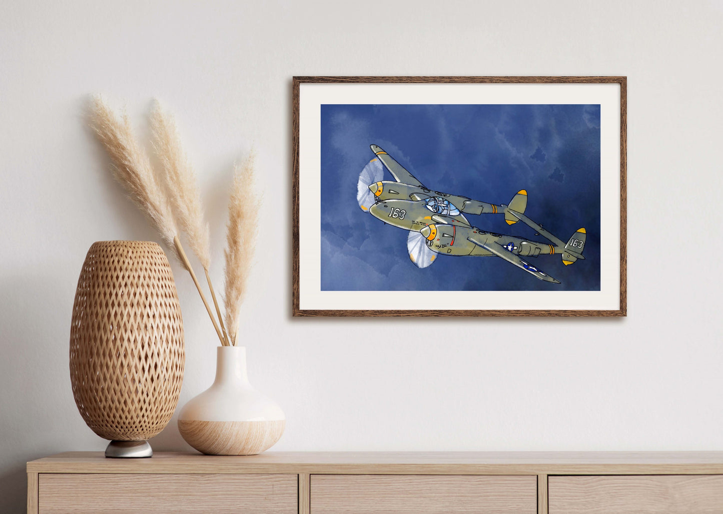 P-38 Lightning - Illustrated Print by Thomas Little