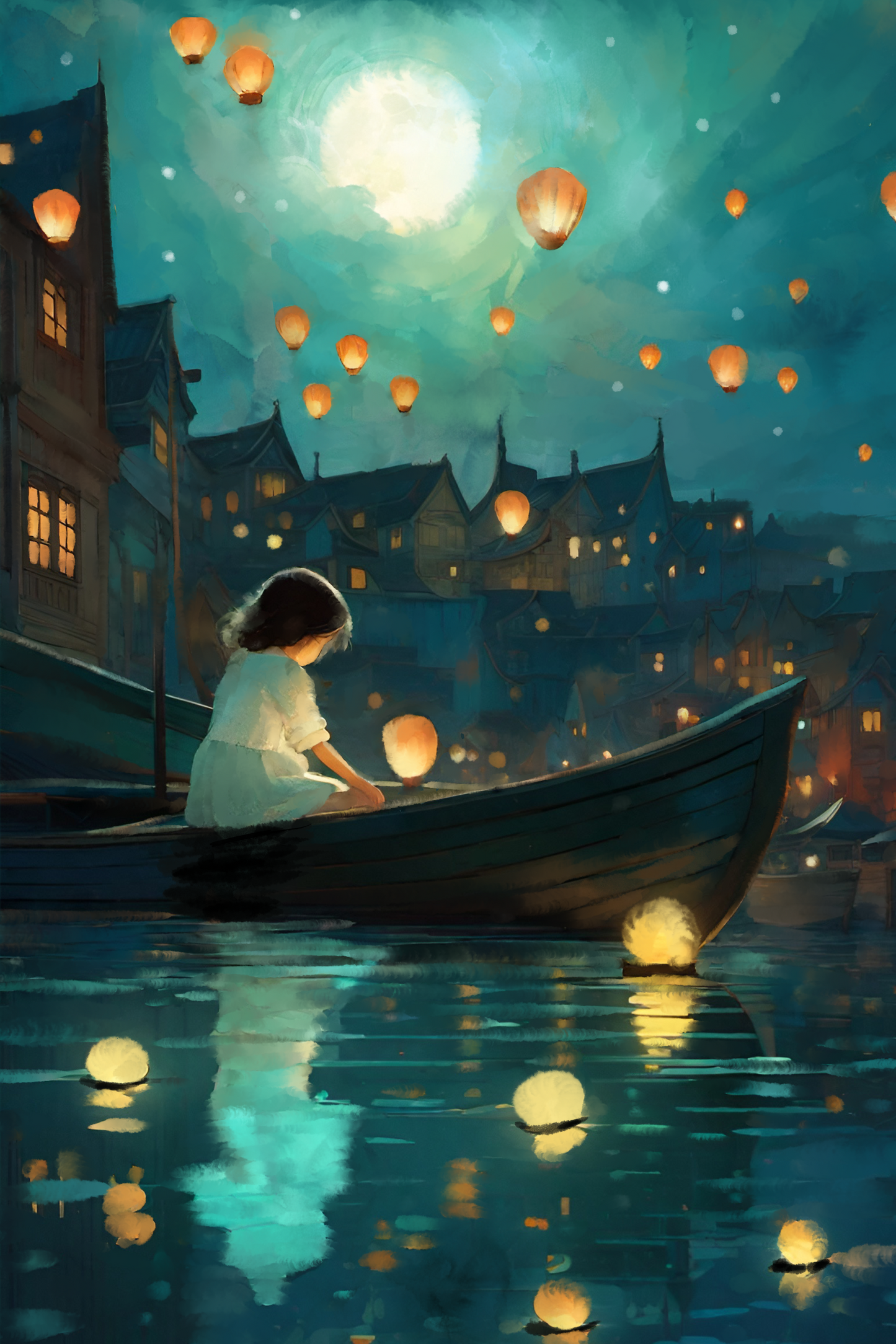 Paper Lanterns - Illustrated Print by Thomas Little