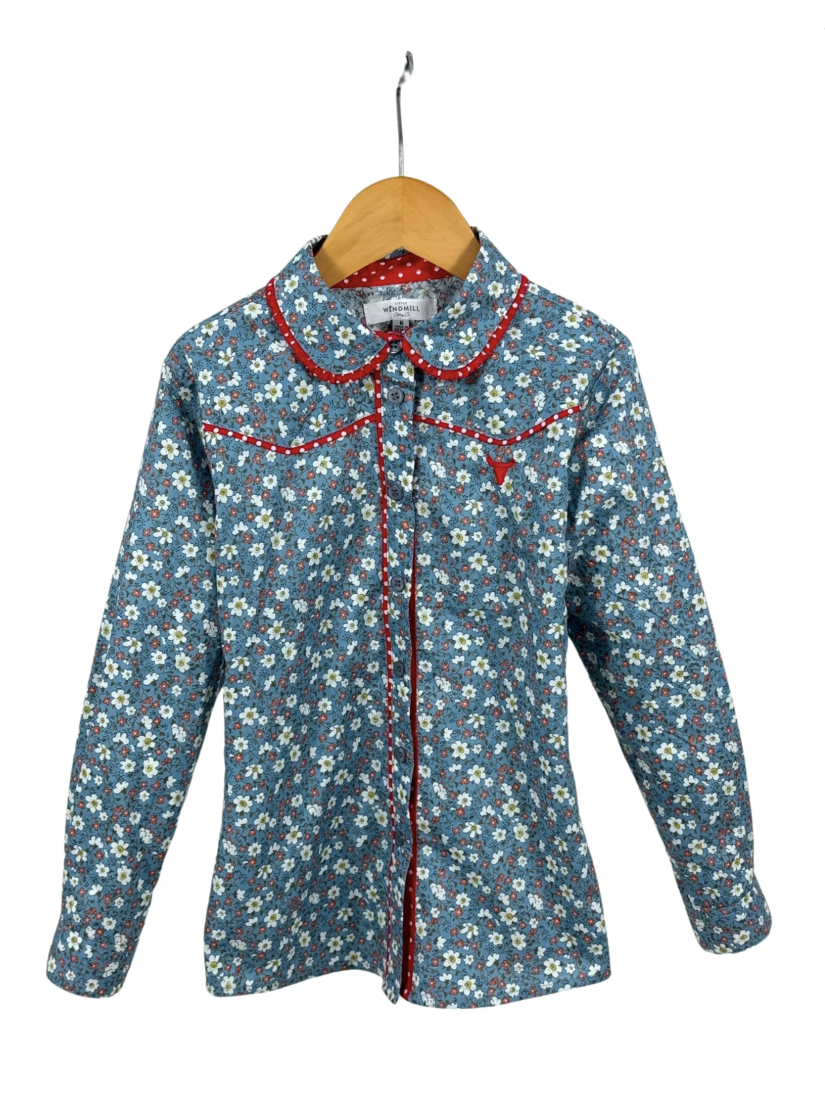 Paris Jnr - Floral Blues and Red Western Yoke Long Sleeve Shirt - Baby & Toddler