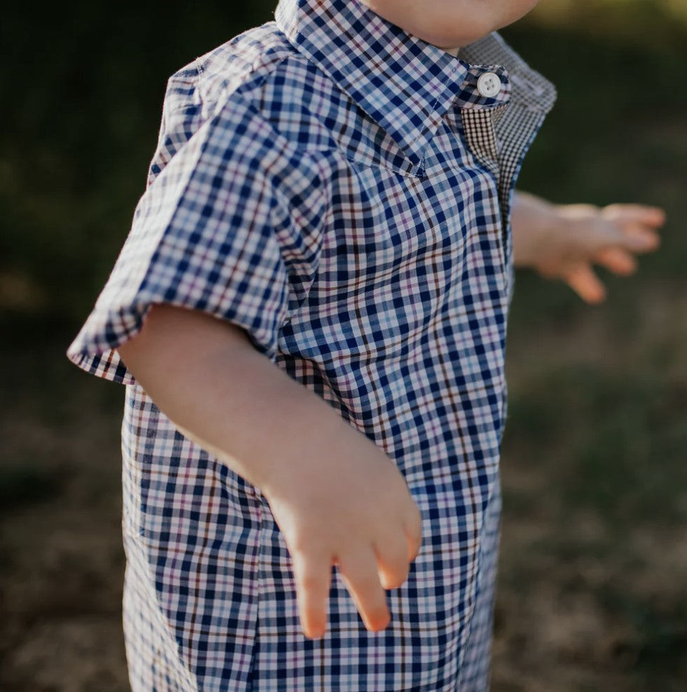 Parker Jnr - Classic Gingham Short Sleeve Romper Short - Baby & Toddler