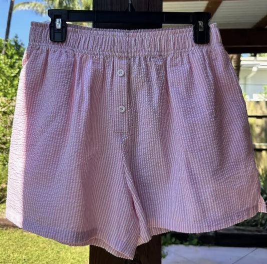 Pink Seersucker Boxer Shorts - by Sunkissed Coconut®