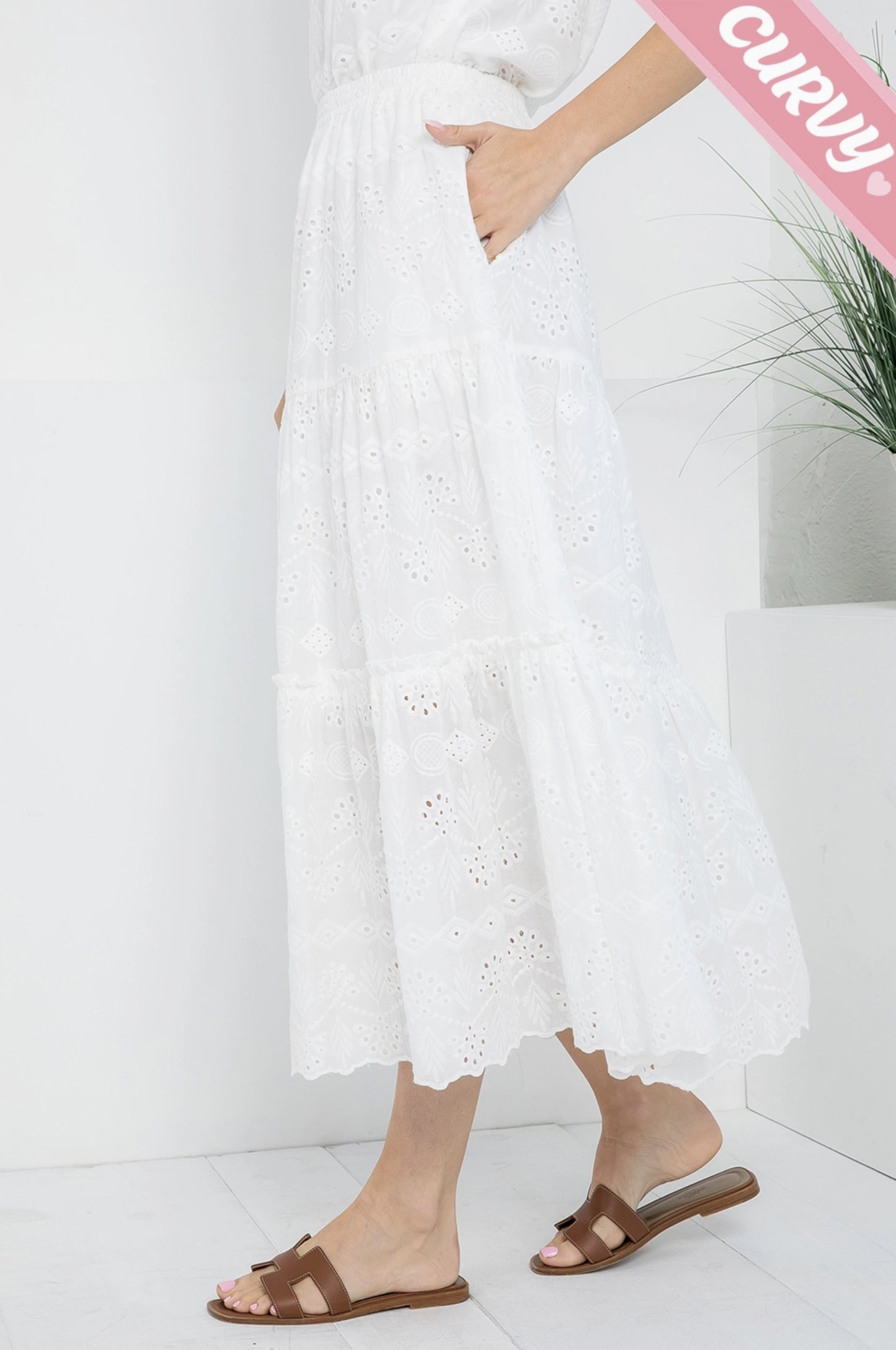 Plus Size Classic Eyelet Tiered Maxi Skirt - by Sweet Lovely by Jen®