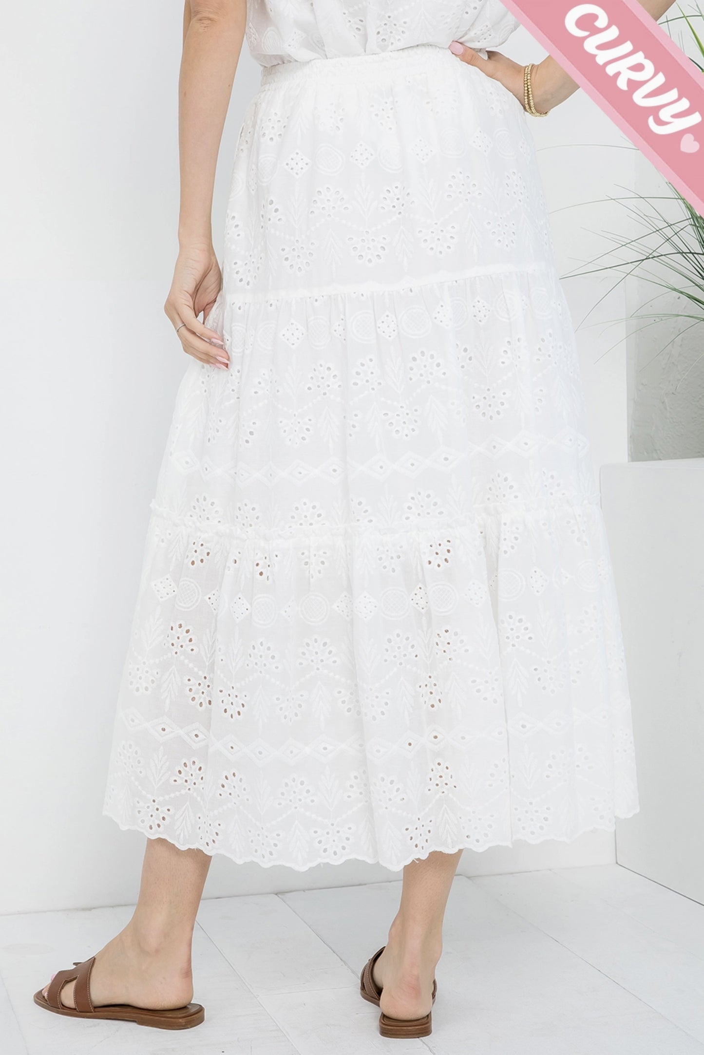 Plus Size Classic Eyelet Tiered Maxi Skirt - by Sweet Lovely by Jen®