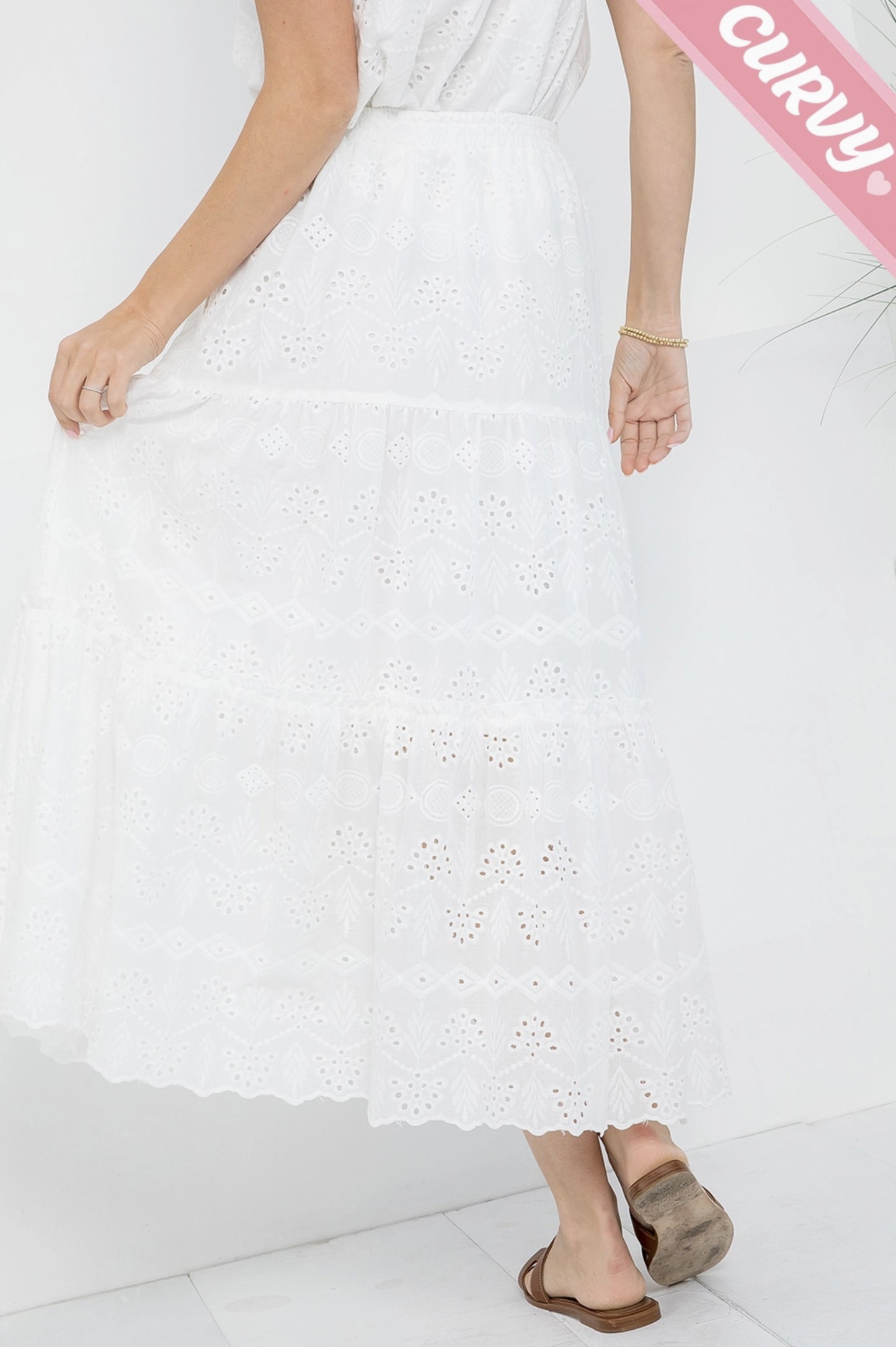Plus Size Classic Eyelet Tiered Maxi Skirt - by Sweet Lovely by Jen®