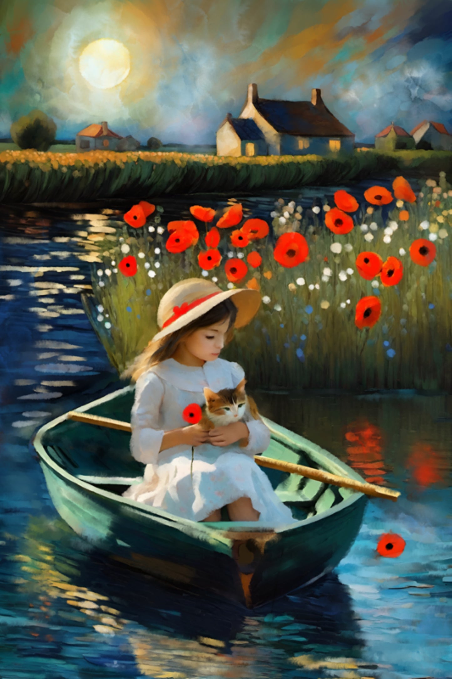 Poppies by the Water - Illustrated Print by Thomas Little