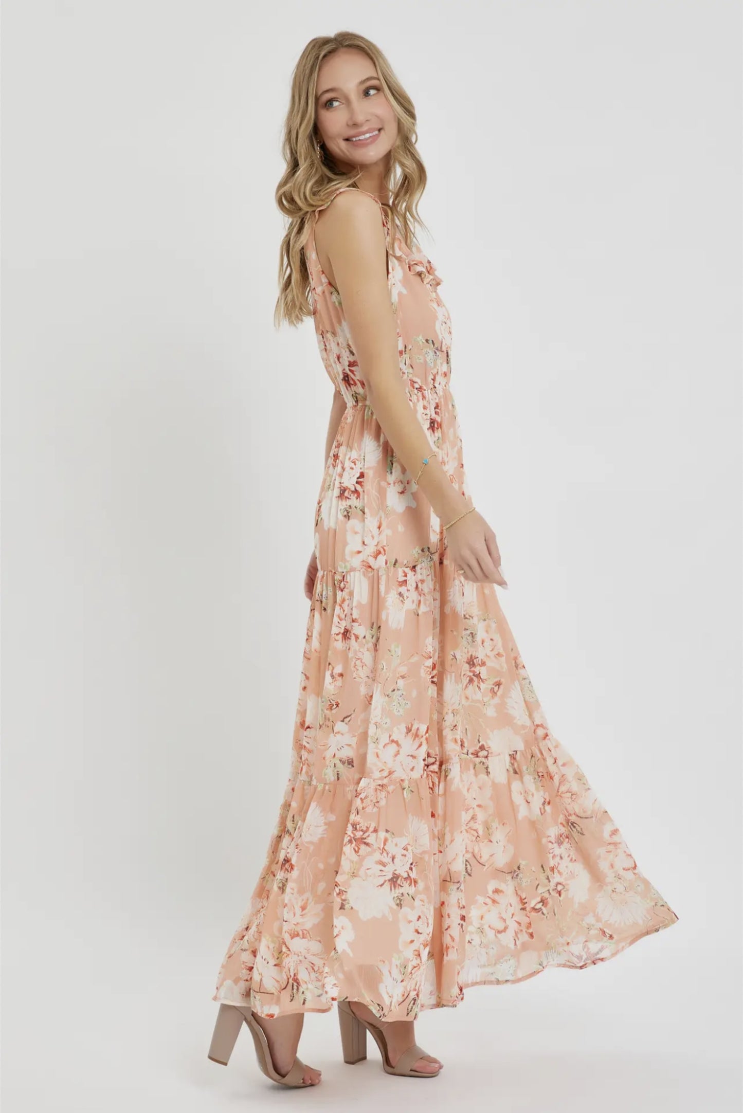 Pretty Floral Tiered Maxi Dress - by Sweet Lovely by Jen®