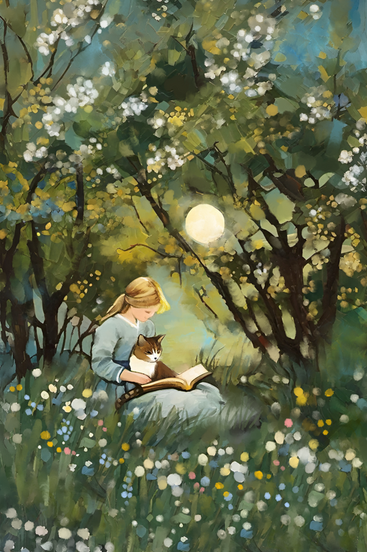 Reading for Pleasure - Illustrated Print by Thomas Little