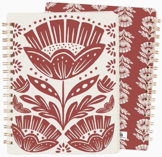 Red Folk Floral Spiral Notebook - by Primitives by Kathy®