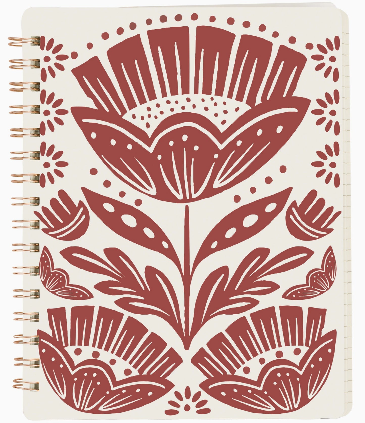 Red Folk Floral Spiral Notebook - by Primitives by Kathy®