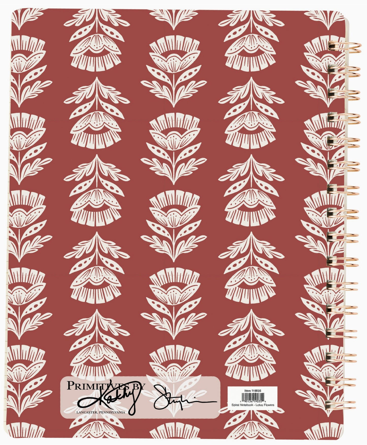 Red Folk Floral Spiral Notebook - by Primitives by Kathy®