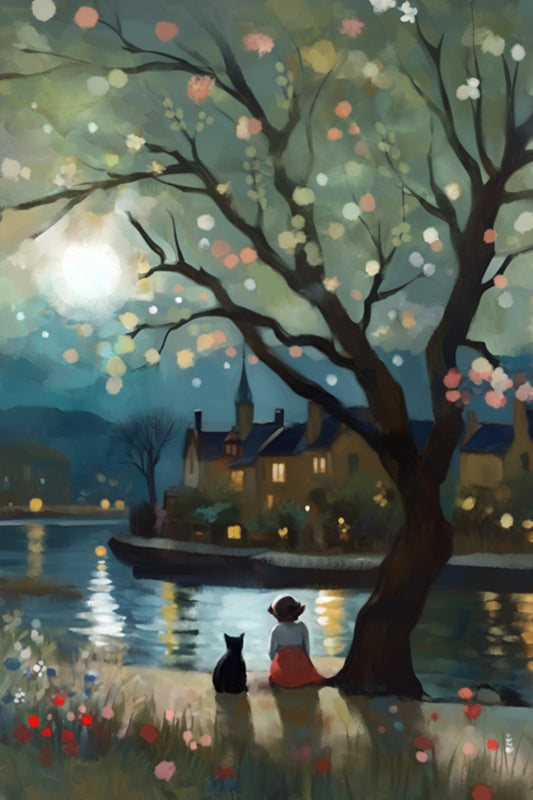 River Lights - Illustrated Print by Thomas Little