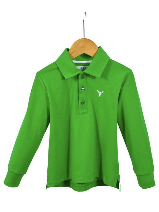 Rory - Green Go Contrast Long Sleeve Polo - Baby & Toddler