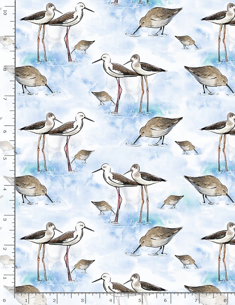 Sand Pipers - Little Ocean Blue Studio - Fabric By The Yard - 100% Cotton - CD1305