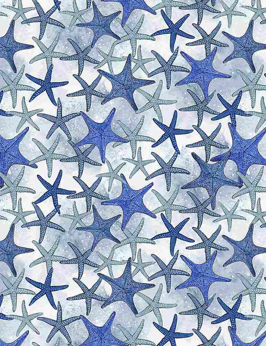 Starfish - Little Ocean Blue Studio - Fabric By The Yard - 100% Cotton - CD1299