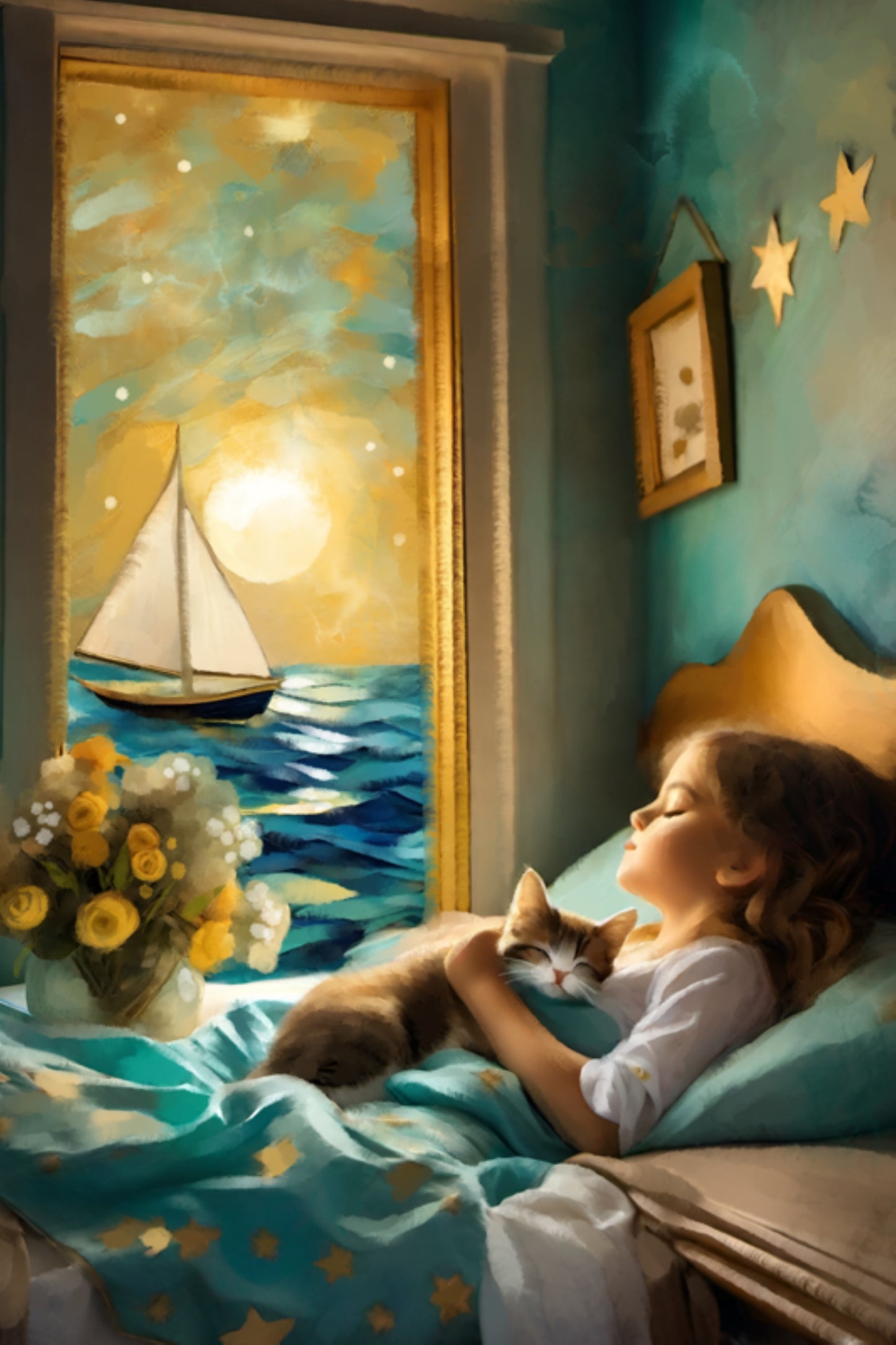 Sailing Off to Dreamland - Illustrated Print by Thomas Little