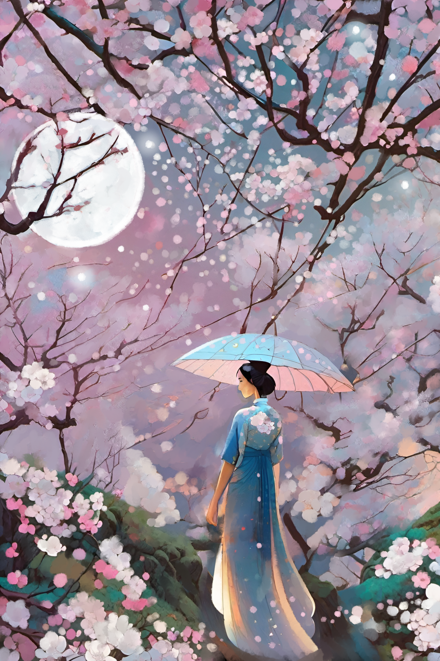 Sakura - Illustrated Print by Thomas Little