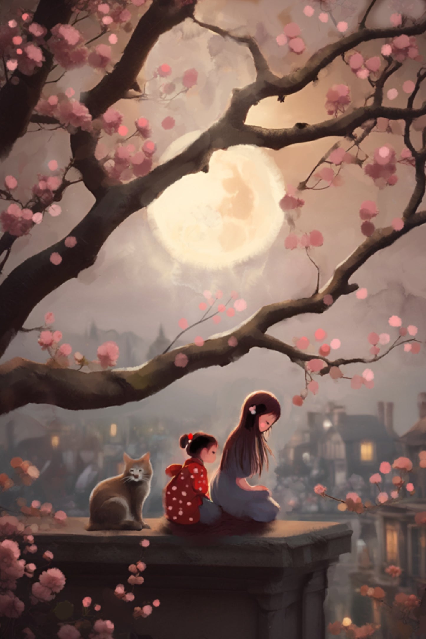 Sakura Light - Illustrated Print by Thomas Little