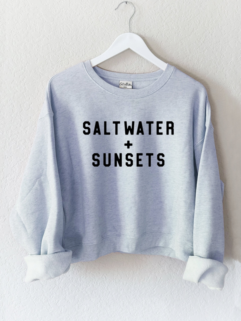 Salt Water and Sunsets Mid Graphic Sweatshirt (Light Blue color) - by OAT COLLECTIVE®