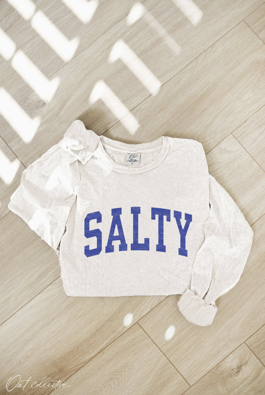 Salty Mineral Washed Long Sleeve Graphic (Cream color) - by OAT COLLECTIVE