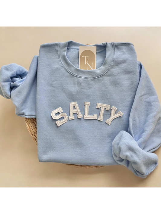 Salty Crewneck Sweatshirt in Light Blue - by Threads And Needles, INC.®