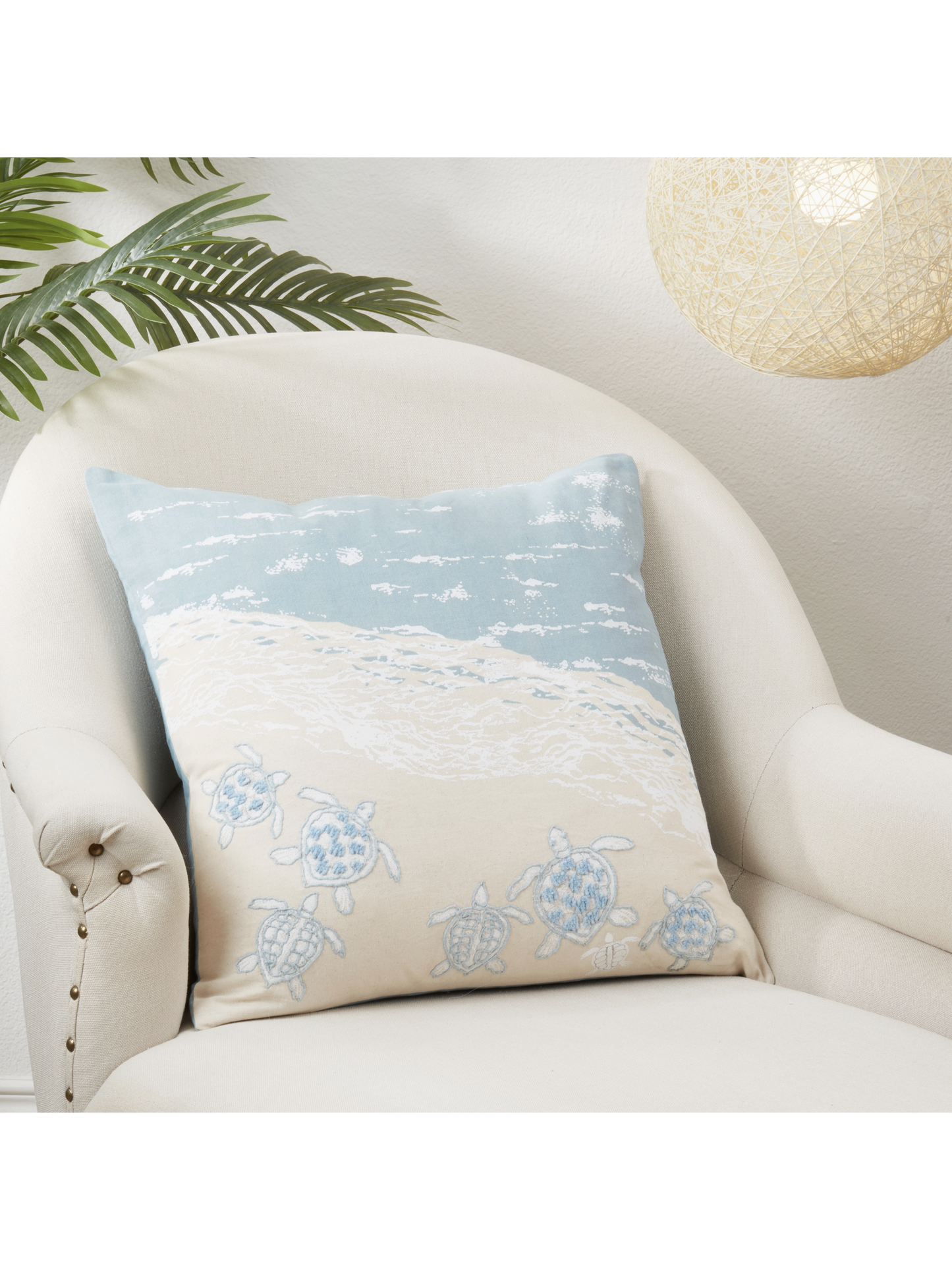 Sandy Shores Sea Turtle Throw Pillow Cover - by Saro Lifestyle®