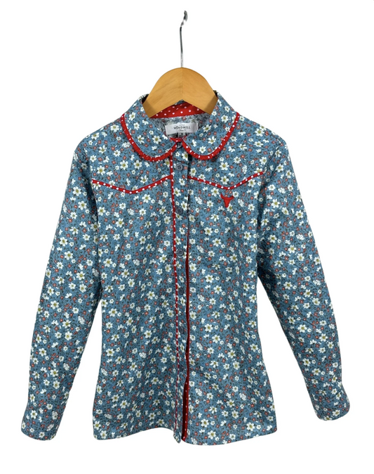 Paris Jnr - Floral Blues and Red Western Yoke Long Sleeve Shirt - Baby & Toddler