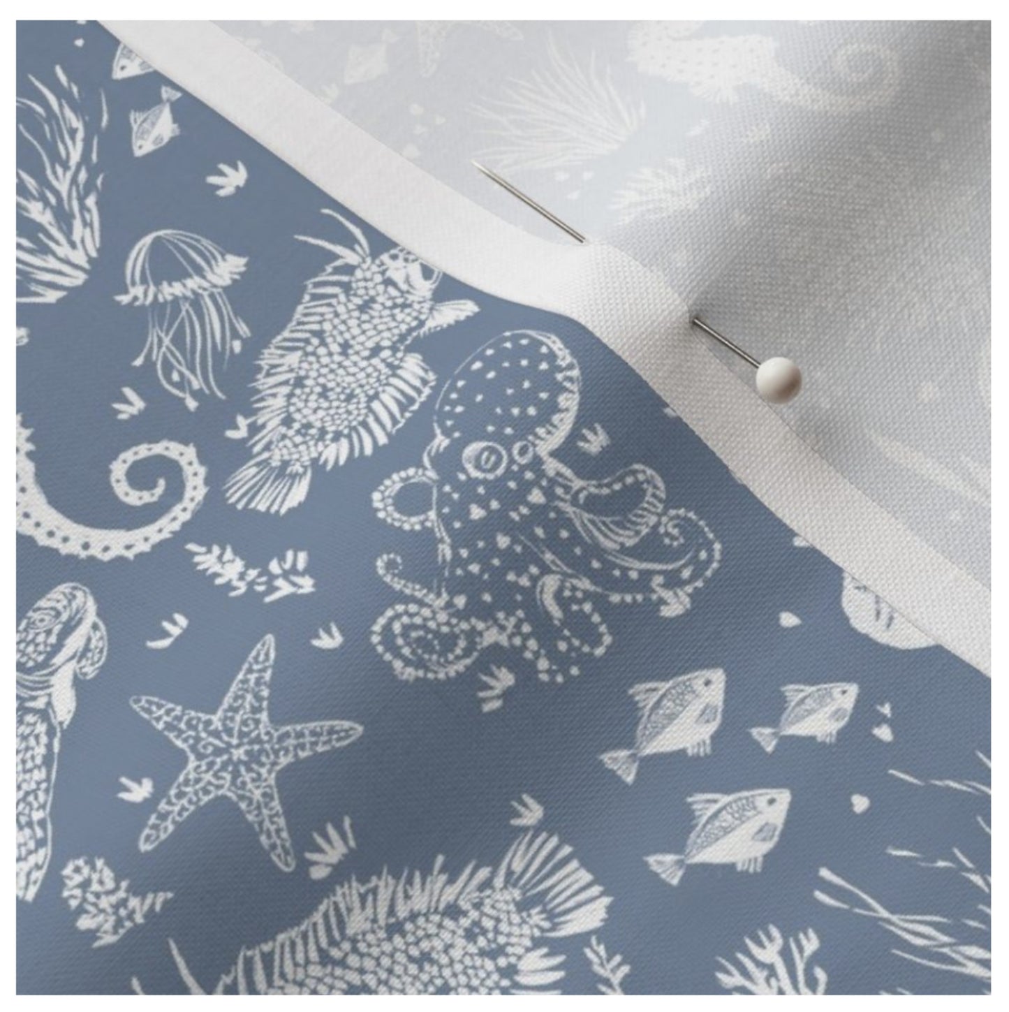 Seahorses Garden - Little Ocean Blue Studio - Fabric By The Yard - 100% Cotton