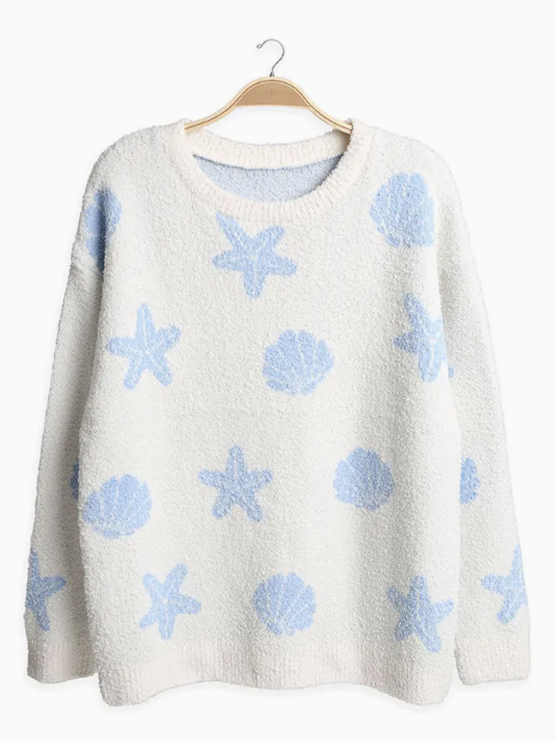 Seashell Starfish Pattern Crew Neck Sweater - by Sensibling Corp.®