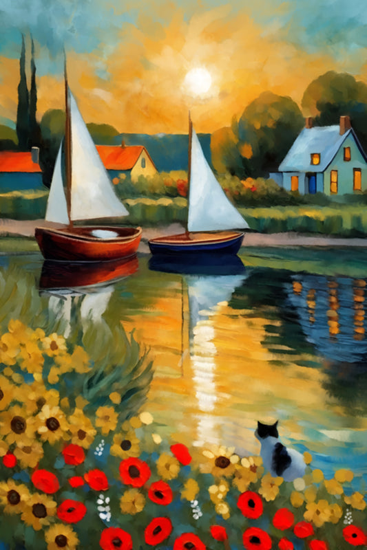 Serene Sunrise - Illustrated Print by Thomas Little