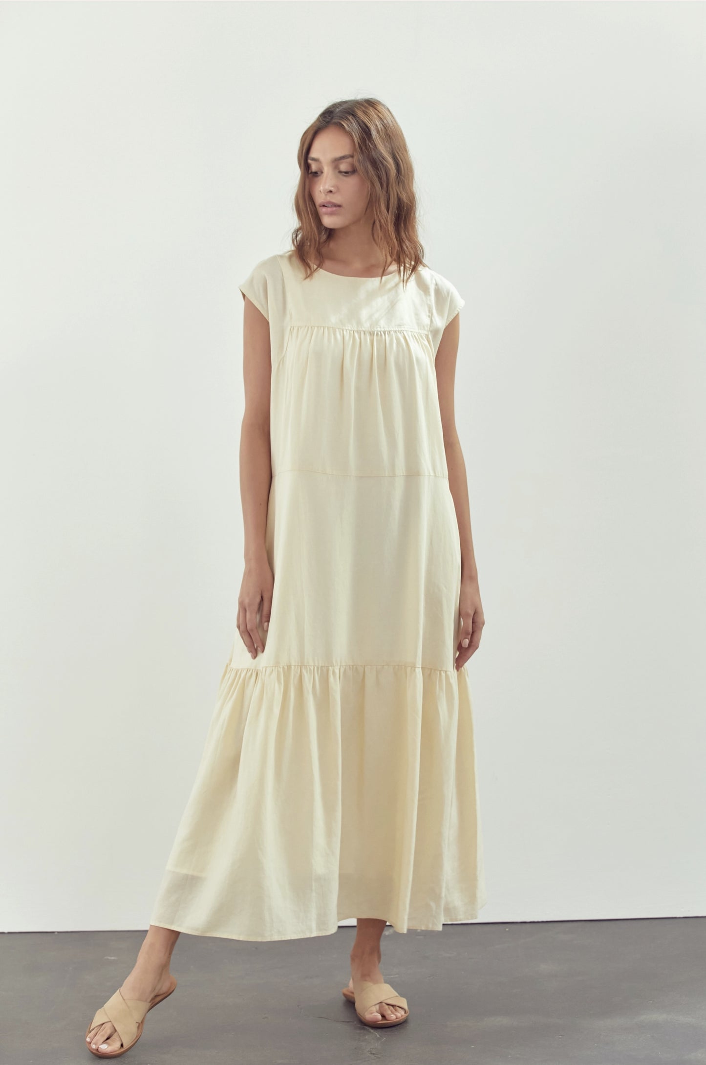 Short Sleeve Tiered Midi Dress - by Amente®
