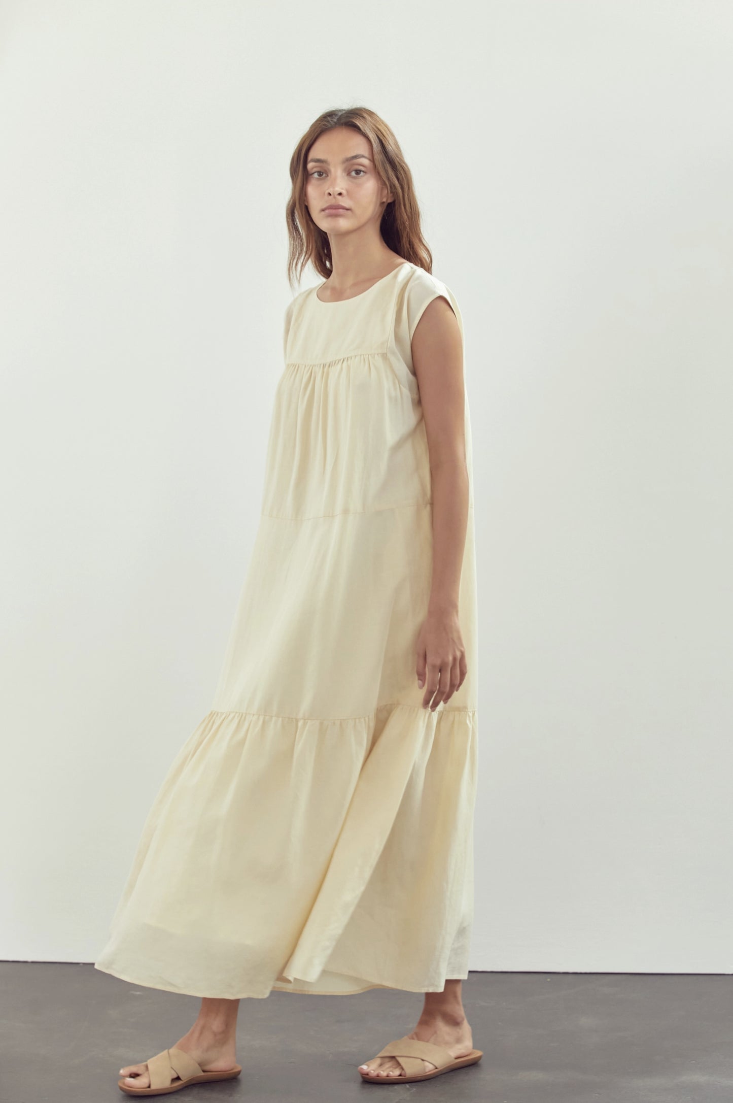 Short Sleeve Tiered Midi Dress - by Amente®