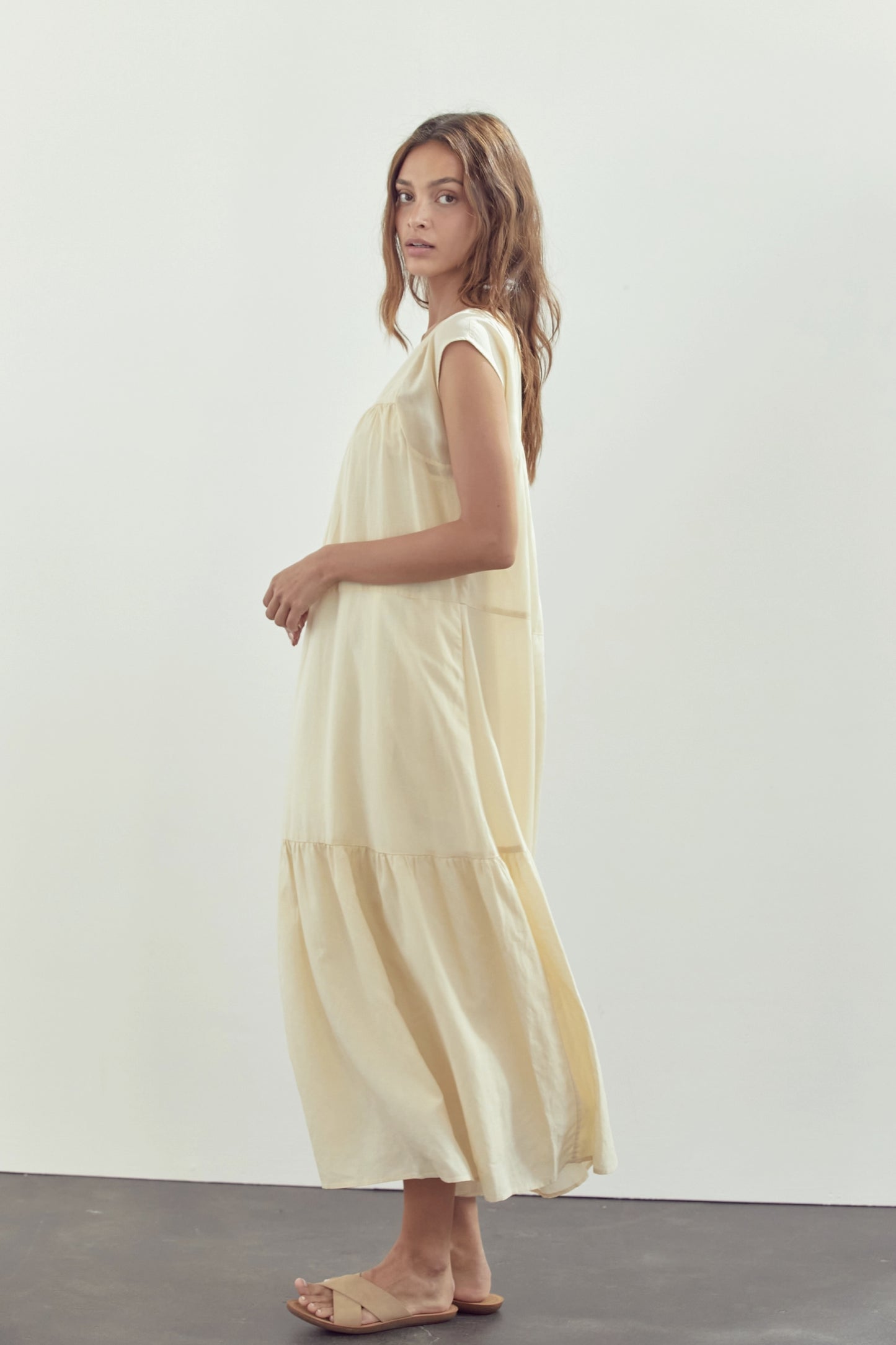 Short Sleeve Tiered Midi Dress - by Amente®