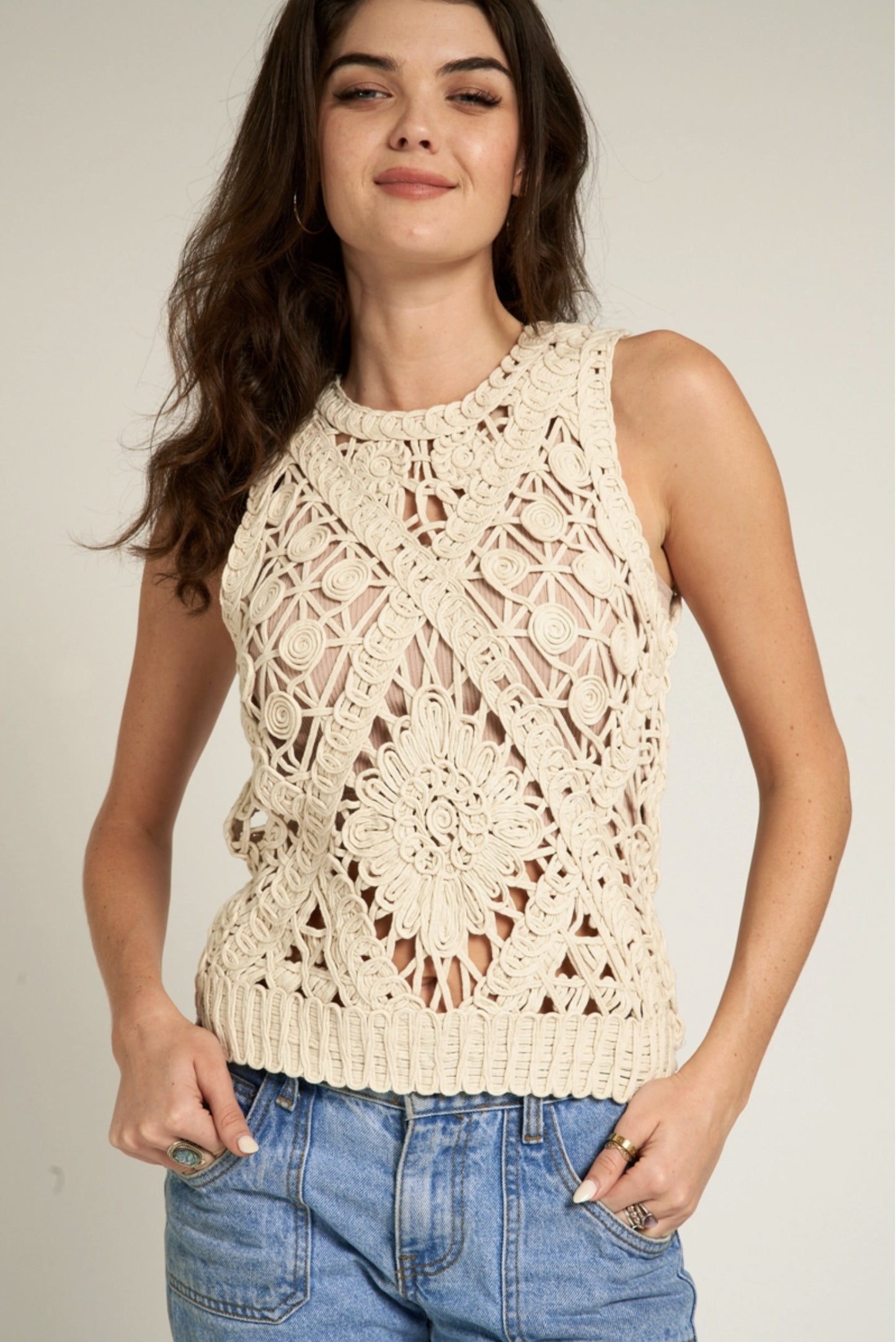 Sleeveless Crochet Top - by En Creme®
