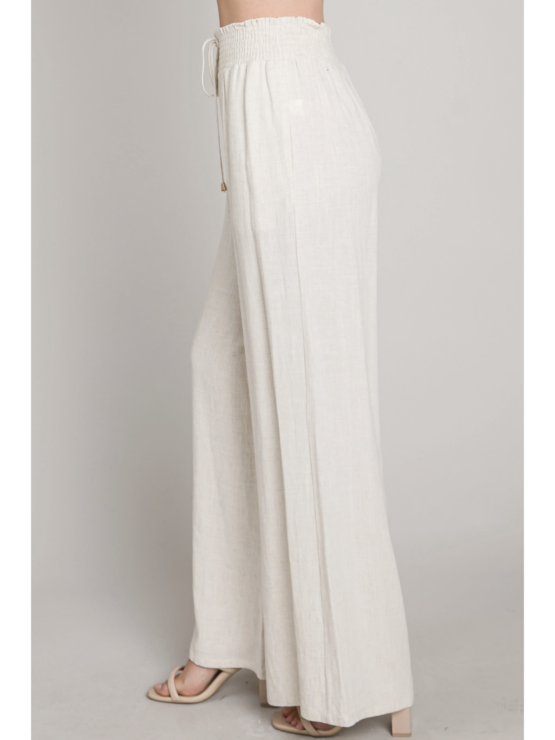 Soft Linen Smocked Waist Wide Leg Pants - by Allie Rose®