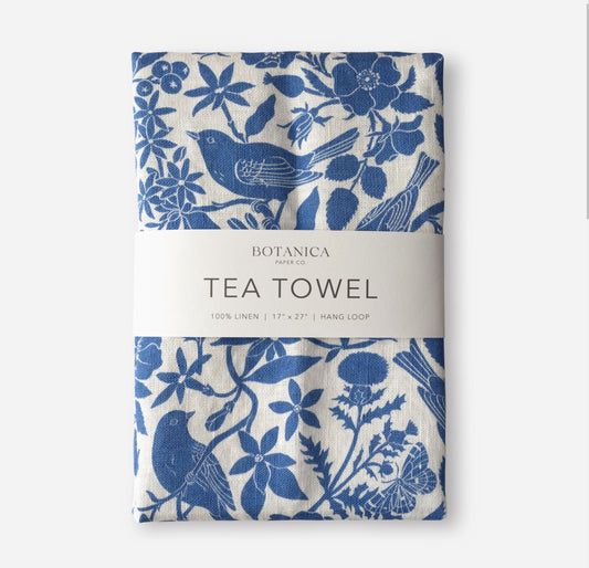 Songbirds - 100% Linen Tea Towel - by Botanica Paper Co.