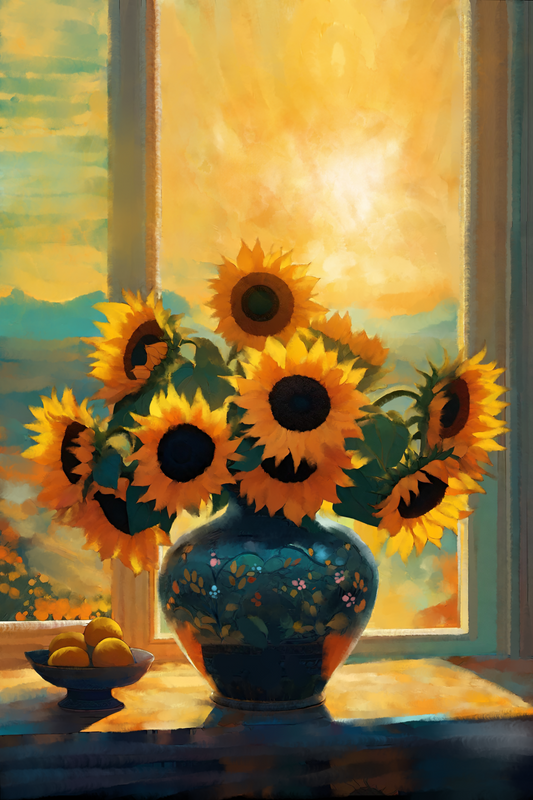 Sunflowers in the Window - Illustrated Print by Thomas Little