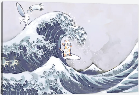 Surfing the Great Wave by Thomas Little - 24 x 16 inches - framed art print