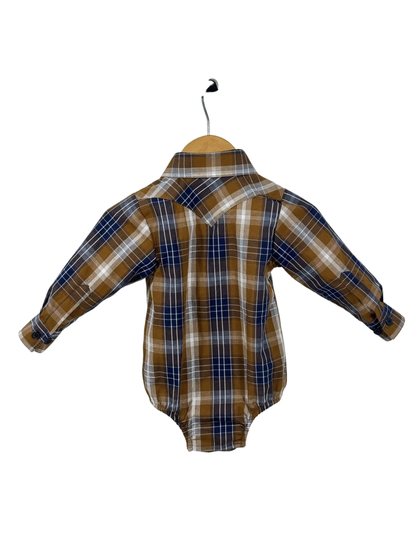 TJ Baby - Brown Checked Long Sleeve Romper - Baby & Toddler