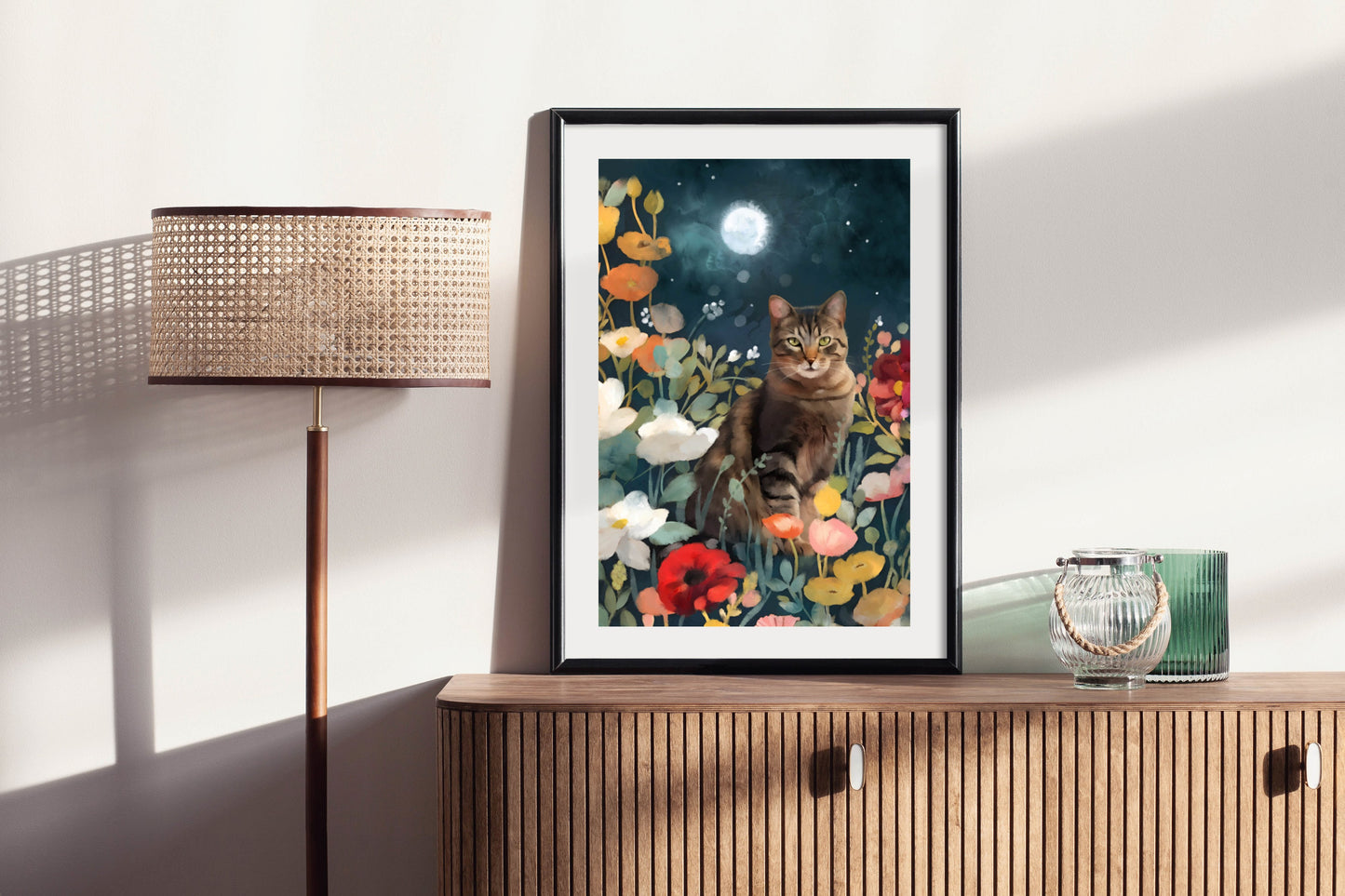 Tabby in the Moonlight - Illustrated Print by Thomas Little