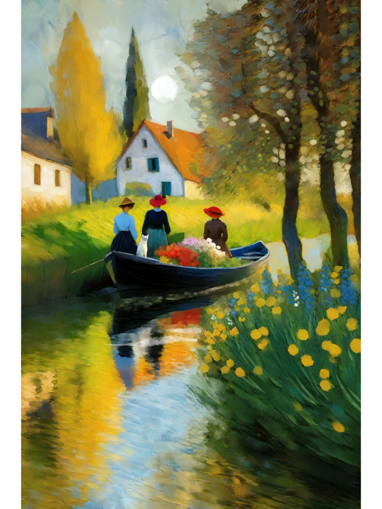The Flower Merchants - Illustrated Print by Thomas Little