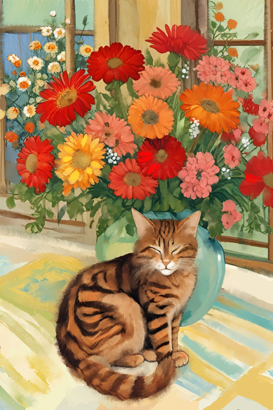 Tiger and Vase - Illustrated Print by Thomas Little