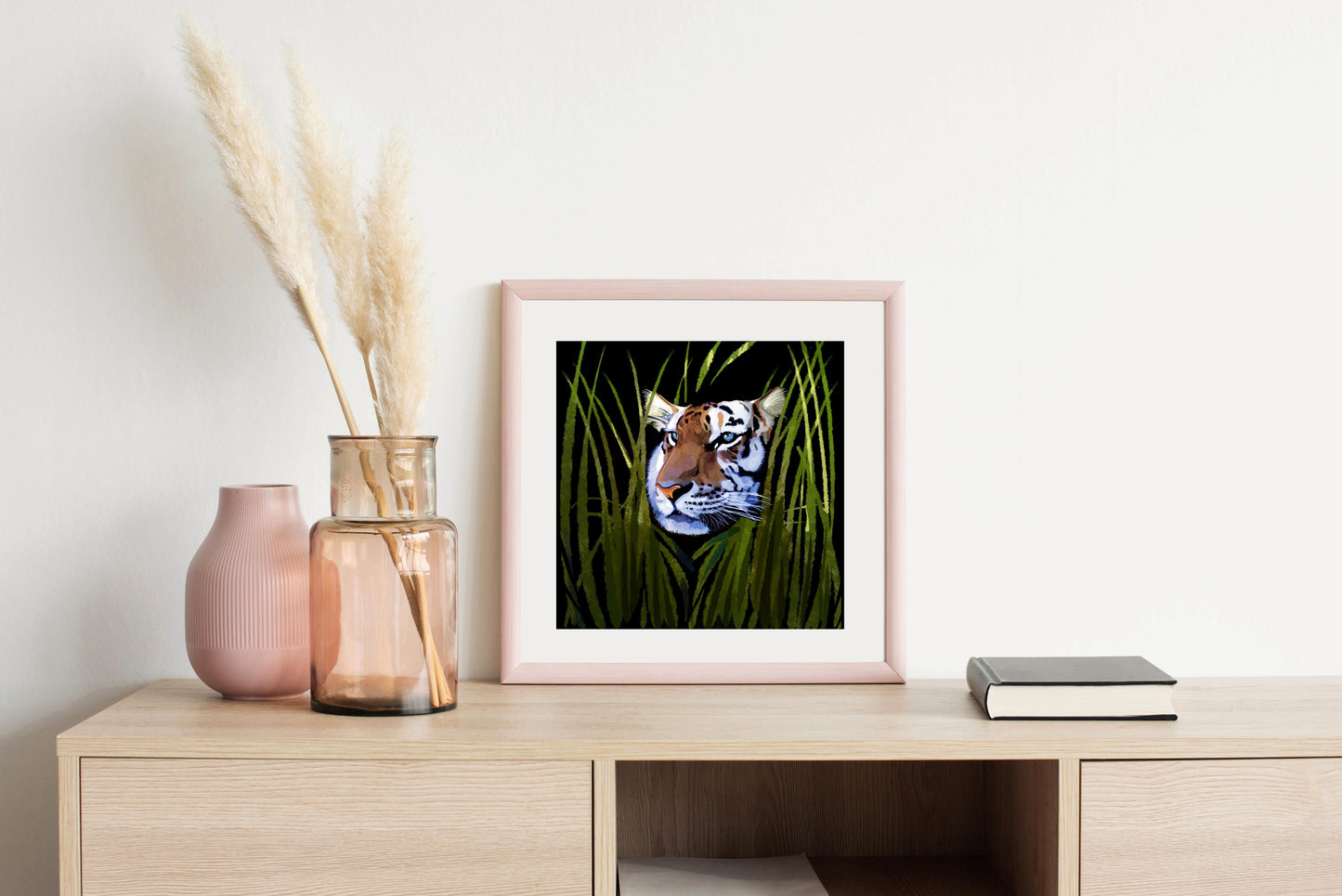 Tiger in Tall Grass - Illustrated Print by Thomas Little