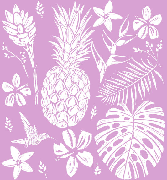 Tropical Pineapple (Pink color) - Little Ocean Blue Studio - Fabric By The Yard - 100% Cotton