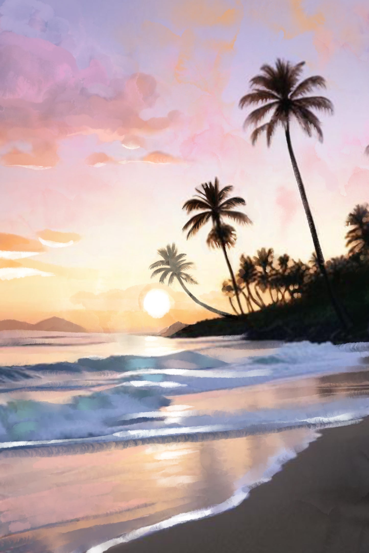 Tropical Sunset - Illustrated Print by Thomas Little