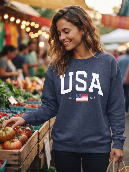 USA Est.1776 Mineral Graphic Sweatshirt - by OAT COLLECTIVE®