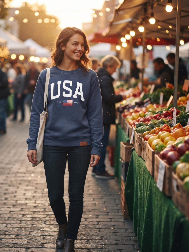 USA Est.1776 Mineral Graphic Sweatshirt - by OAT COLLECTIVE®
